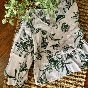 A New Day V Neck Blouse w/ Puff Sleeves.